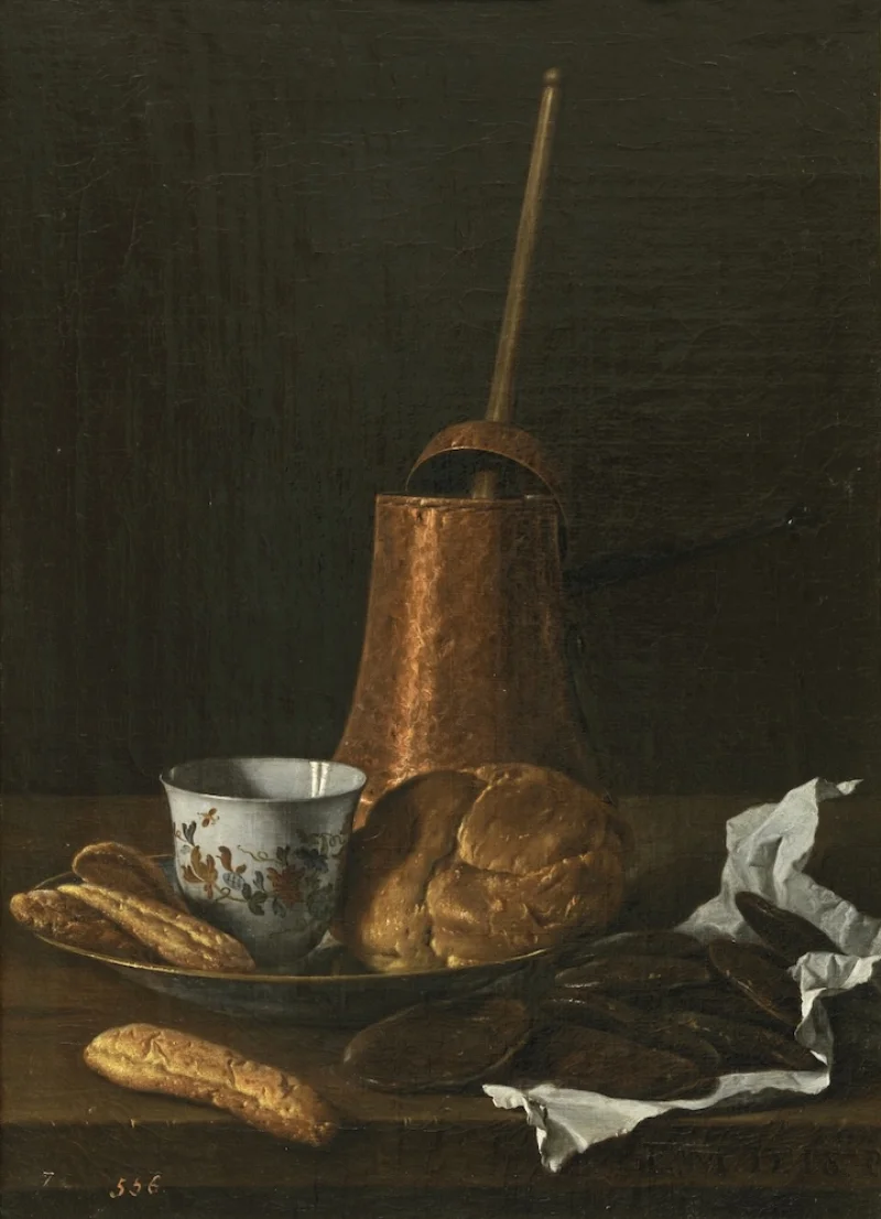 Zátiší s čokoládovým servisem, Luis Egidio Meléndez, 1770 (Museo del Prado, Madrid).