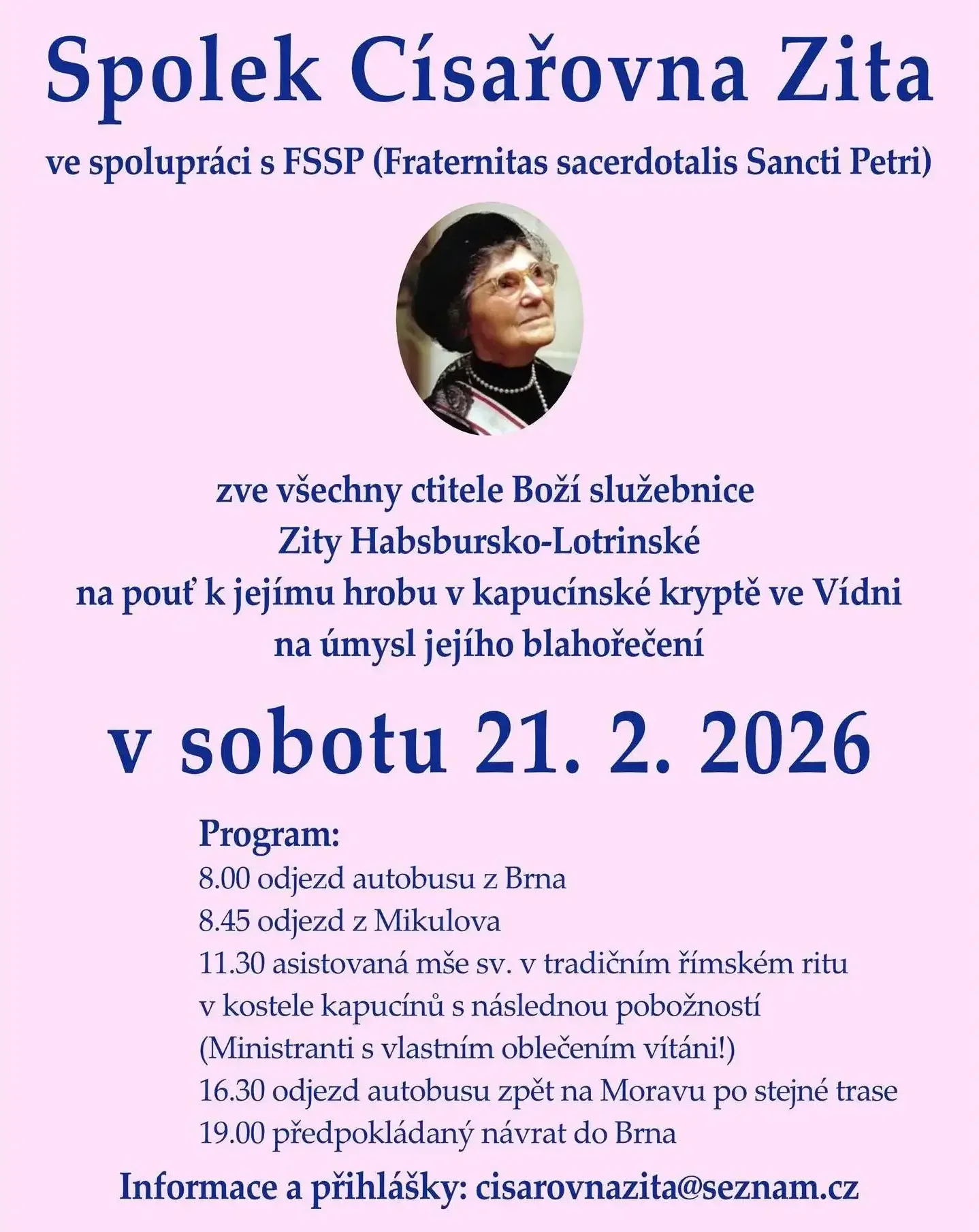Pouť do Vídně k císařovně Zitě
